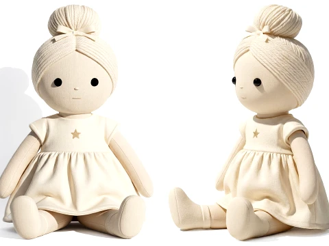 Girl doll toy dress designed soft toy character 3D Model
