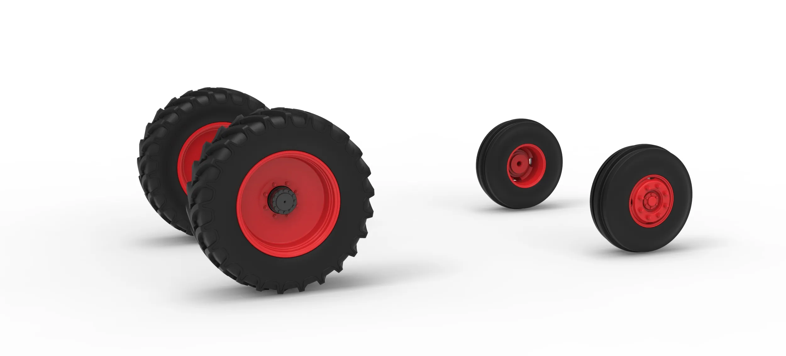 Wheel Set of Racing Combine Harvester Version 1 Scale 1 to 25 3D Print Model .c4d .max .obj .3ds .fbx .stl .blend 