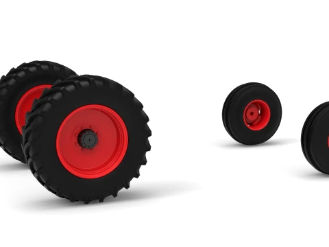 Wheel Set of Racing Combine Harvester Version 1 Scale 1 to 25 3D Print Model