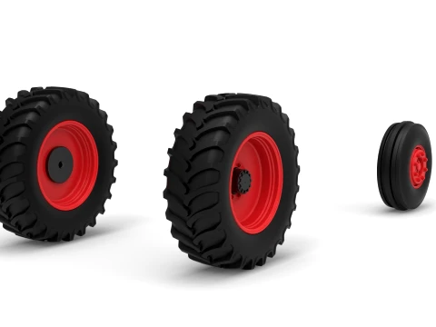 Wheel Set of Racing Combine Harvester Version 1 Scale 1 to 25 3D Print Model