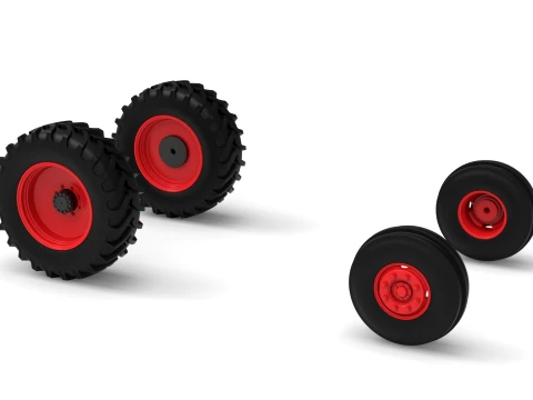 Wheel Set of Racing Combine Harvester Version 1 Scale 1 to 25 3D Print Model