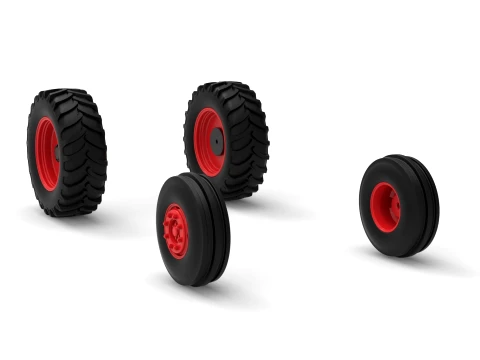 Wheel Set of Racing Combine Harvester Version 1 Scale 1 to 25 3D Print Model