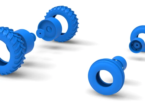 Wheel Set of Racing Combine Harvester Version 1 Scale 1 to 25 3D Print Model