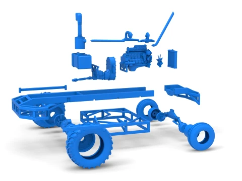 Chassis of Racing Combine Harvester Scale 1 to 25 3D Print Model