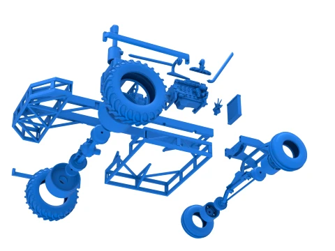 Chassis of Racing Combine Harvester Scale 1 to 25 3D Print Model