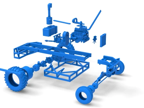 Chassis of Racing Combine Harvester Scale 1 to 25 3D Print Model