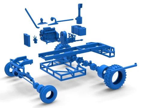 Chassis of Racing Combine Harvester Scale 1 to 25 3D Print Model