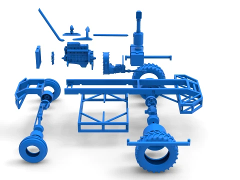 Chassis of Racing Combine Harvester Scale 1 to 25 3D Print Model