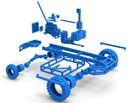 Chassis of Racing Combine Harvester Scale 1 to 25 3D Print Model