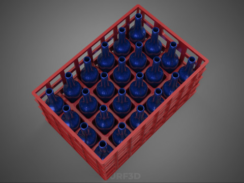 RED BOTTLE CARRIER PLASTIC CRATE BOX CONTAINER STORAGE RACK TRAY 3D Model