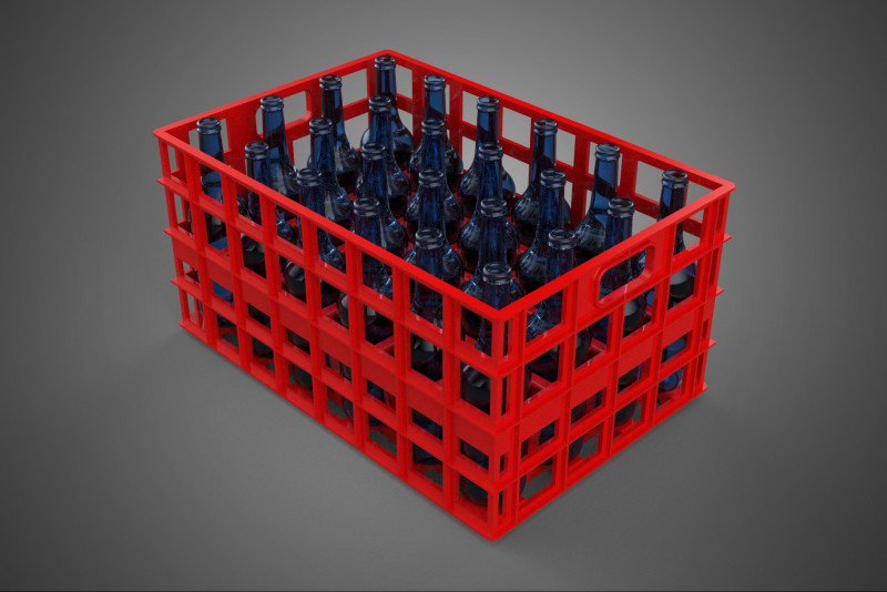 RED GLASS BOTTLE PLASTIC CRATE BOX CONTAINER STORAGE RACK TRAY 3D Model .c4d .max .obj .3ds .fbx .stl .blend 