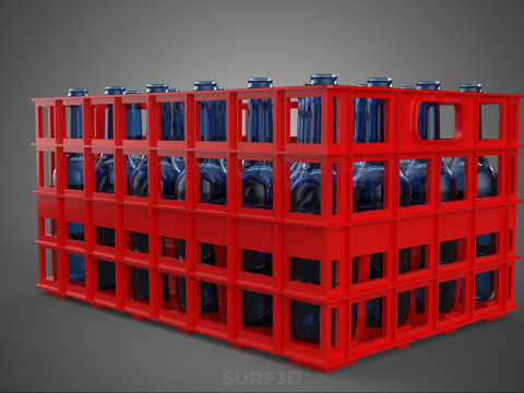 RED GLASS BOTTLE PLASTIC CRATE BOX CONTAINER STORAGE RACK TRAY 3D Model