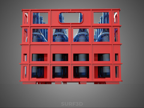 RED GLASS BOTTLE PLASTIC CRATE BOX CONTAINER STORAGE RACK TRAY 3D Model