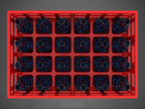 RED GLASS BOTTLE PLASTIC CRATE BOX CONTAINER STORAGE RACK TRAY 3D Model