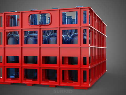 RED GLASS BOTTLE PLASTIC CRATE BOX CONTAINER STORAGE RACK TRAY 3D Model