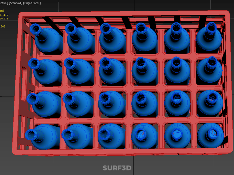 RED GLASS BOTTLE PLASTIC CRATE BOX CONTAINER STORAGE RACK TRAY 3D Model