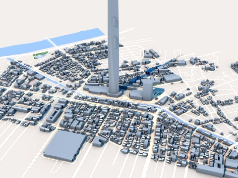 Tokyo Skytree Roppongi Hills Mori Tower Map 3D Model