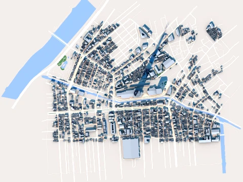 Tokyo Skytree Roppongi Hills Mori Tower Map 3D Model