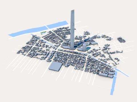 Tokyo Skytree Roppongi Hills Mori Tower Map 3D Model