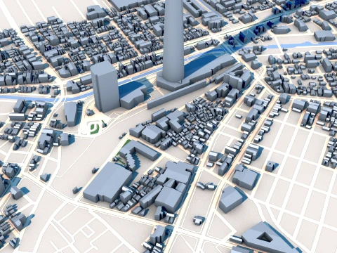 Tokyo Skytree Roppongi Hills Mori Tower Map 3D Model