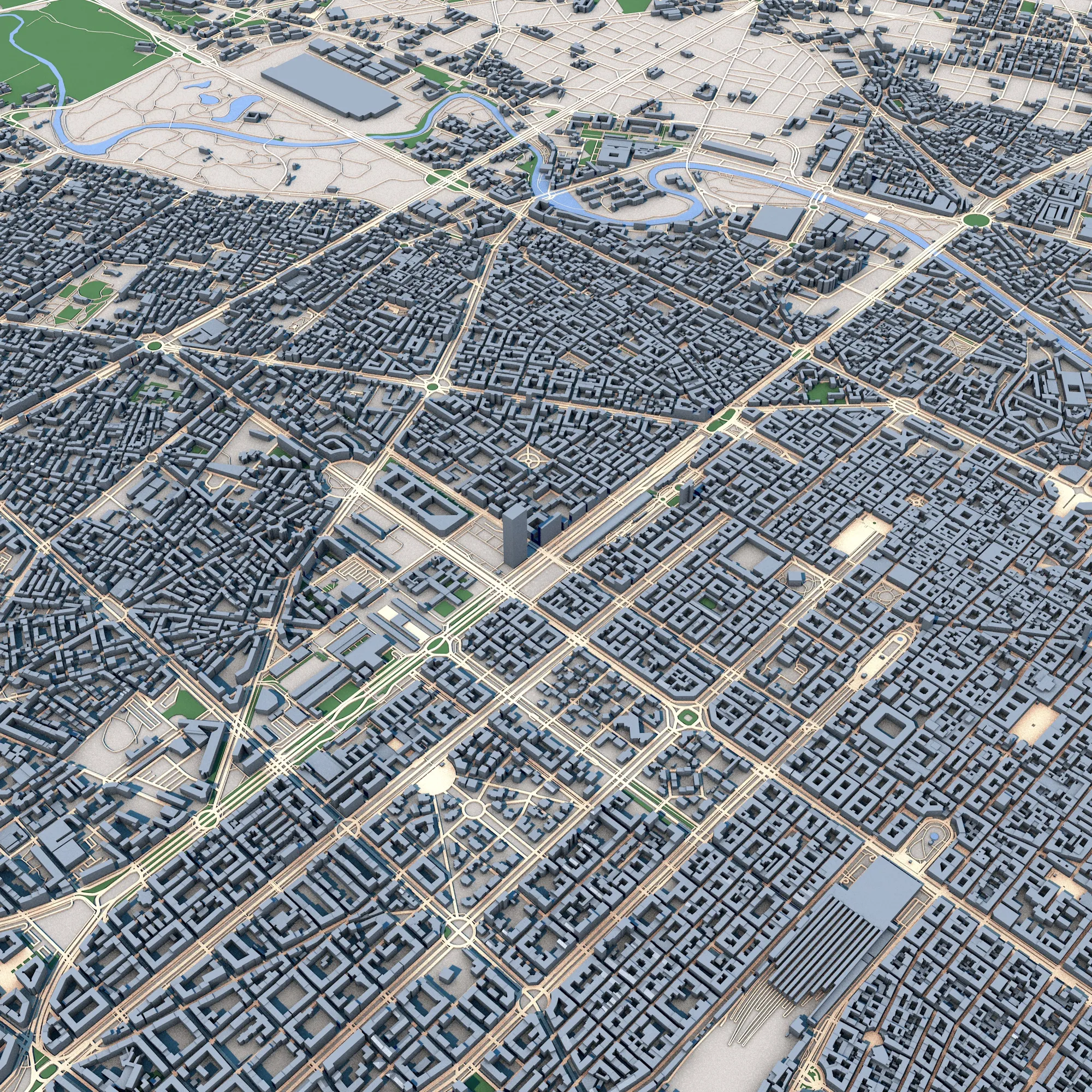 Turin City Italy Map 3D Model .c4d .max .obj .3ds .fbx .stl .blend