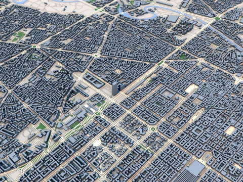 Turin City Italy Map 3D Model