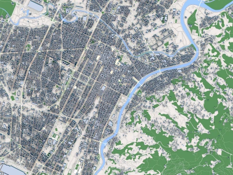 Turin City Italy Map 3D Model