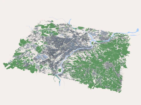 Turin City Italy Map 3D Model