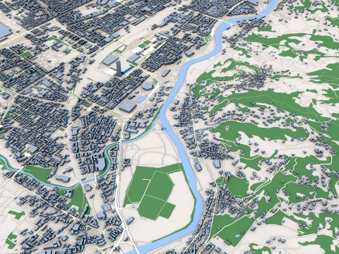 Turin City Italy Map 3D Model