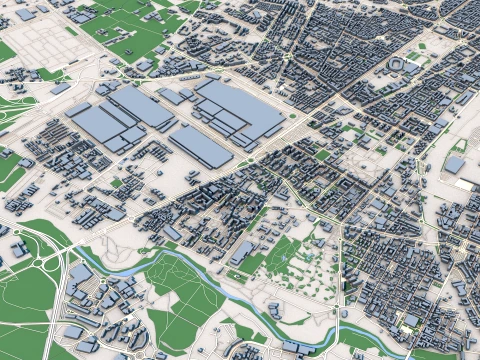 Turin City Italy Map 3D Model