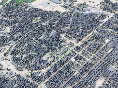 Turin City Italy Map 3D Model