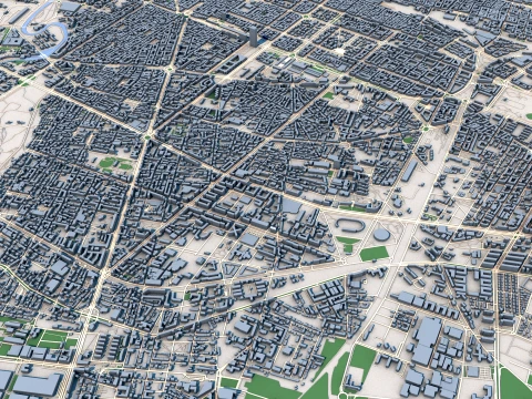 Turin City Italy Map 3D Model