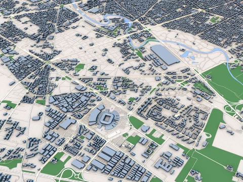Turin City Italy Map 3D Model