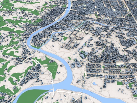 Turin City Italy Map 3D Model