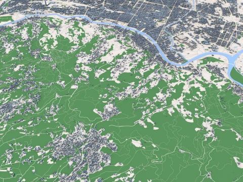Turin City Italy Map 3D Model