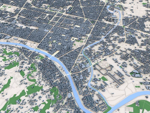 Turin City Italy Map 3D Model