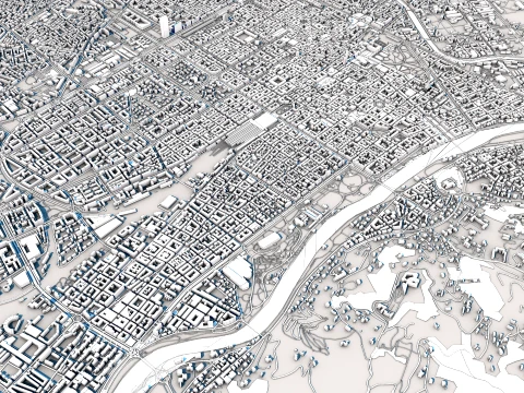 Turin City Italy Map 3D Model