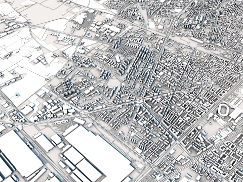 Turin City Italy Map 3D Model