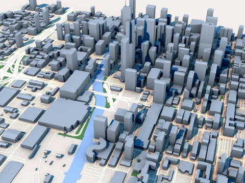 Willis Tower Skyscraper in Chicago Illinois Map 3D Model