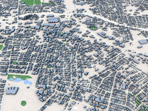 Worcester City USA Map 3D Model