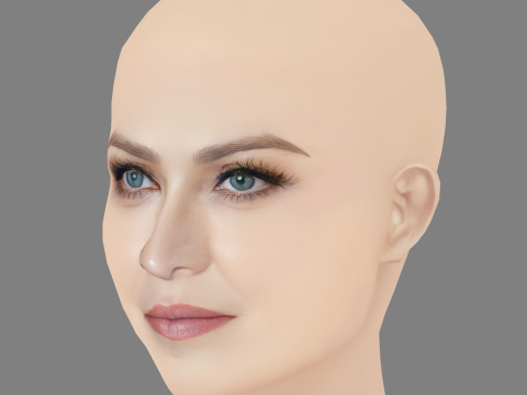 Madonna Head - No Hair - Low poly head for game 3D Model