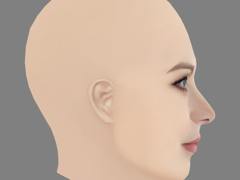 Madonna Head - No Hair - Low poly head for game 3D Model