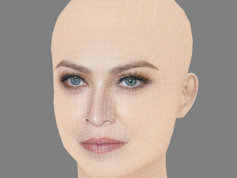 Madonna Head - No Hair - Low poly head for game 3D Model