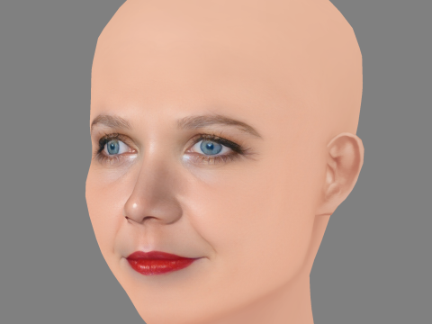 Maggie Gyllenhaal Head - No Hair - Low poly head for game 3D Model