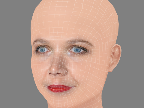 Maggie Gyllenhaal Head - No Hair - Low poly head for game 3D Model