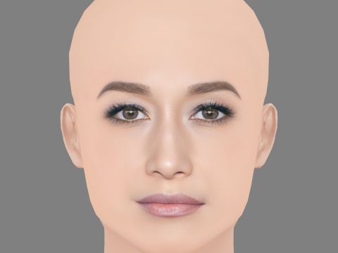Maggie Q Head - No Hair - Low poly head for game 3D Model