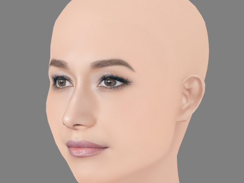 Maggie Q Head - No Hair - Low poly head for game 3D Model