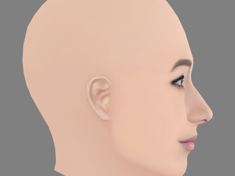 Maggie Q Head - No Hair - Low poly head for game 3D Model