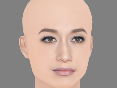 Maggie Q Head - No Hair - Low poly head for game 3D Model