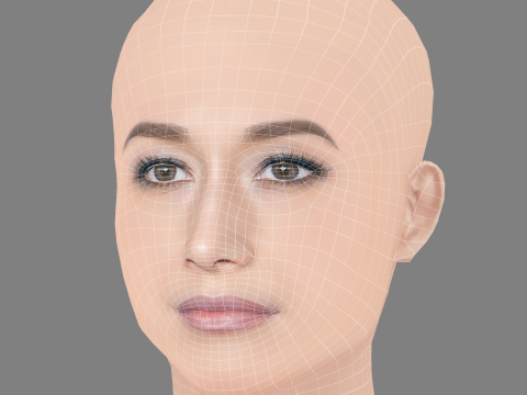 Maggie Q Head - No Hair - Low poly head for game 3D Model